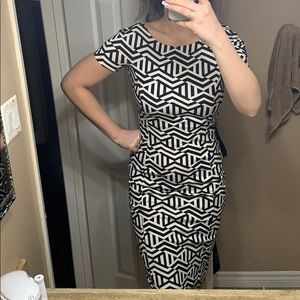 Black & white midi length dress